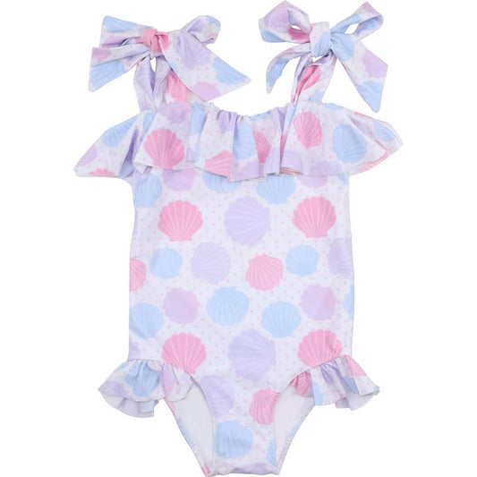 Pastel Seashell Print Lycra Swimsuit