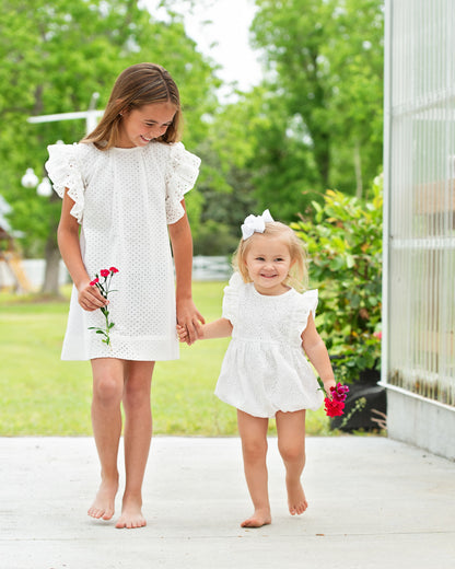 White Ruffle Eyelet Bubble