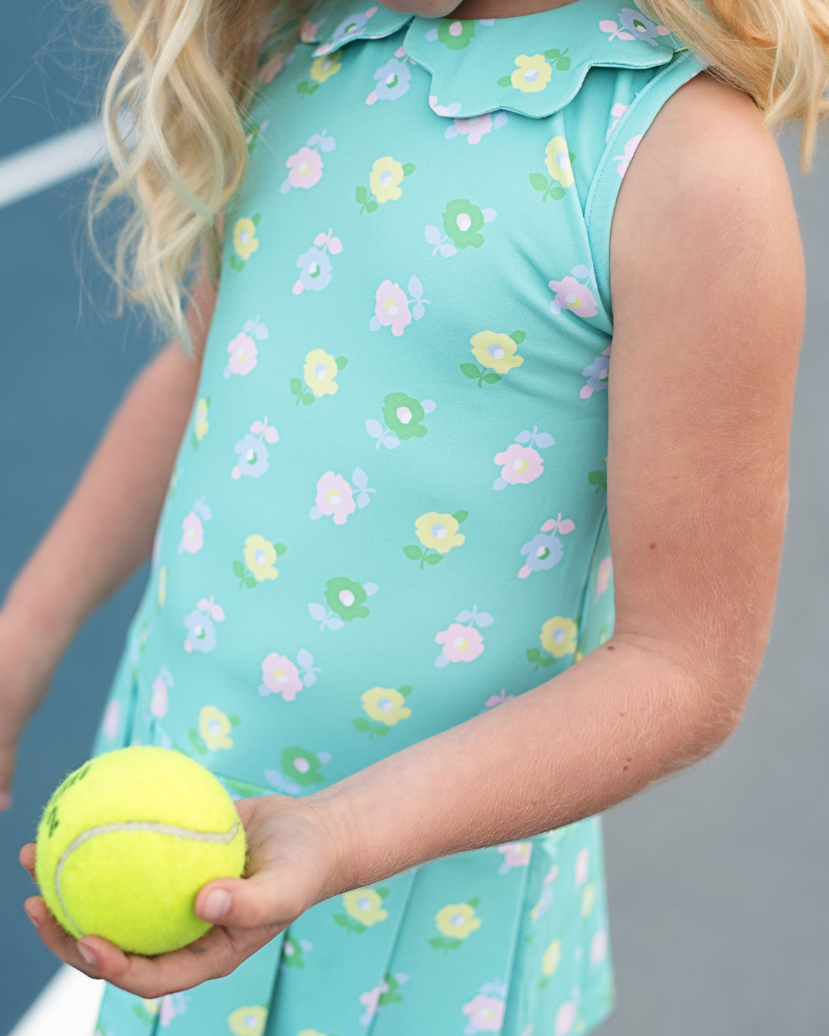 Pink & Green Floral Tennis Dress for Girls | Pleated Lycra Sport Dress - Cecil & Lou Pink & Green Floral Tennis Dress for Girls | Pleated Lycra Sport Dress - Cecil & Lou