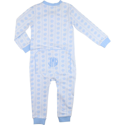 Blue Knit Apple Zipper Pajamas