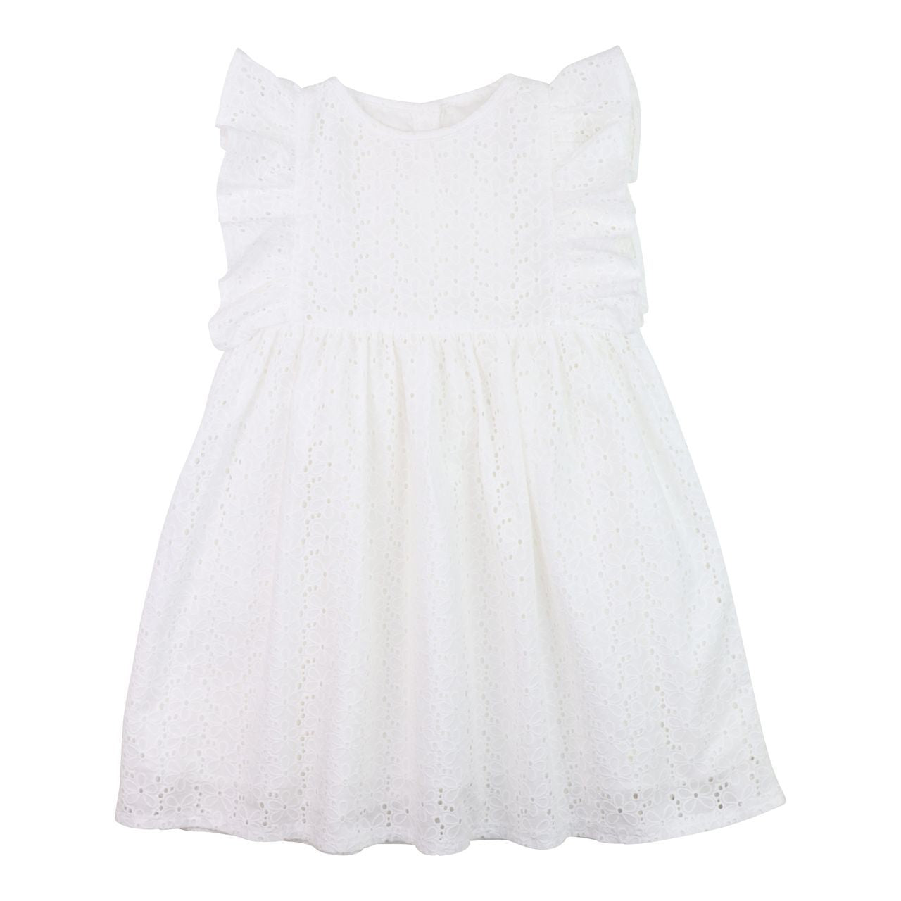 White Ruffle Eyelet Dress