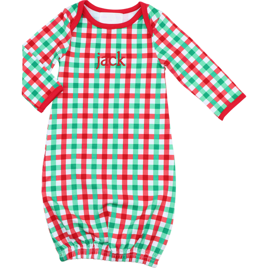 Red And Green Knit Baby Gown