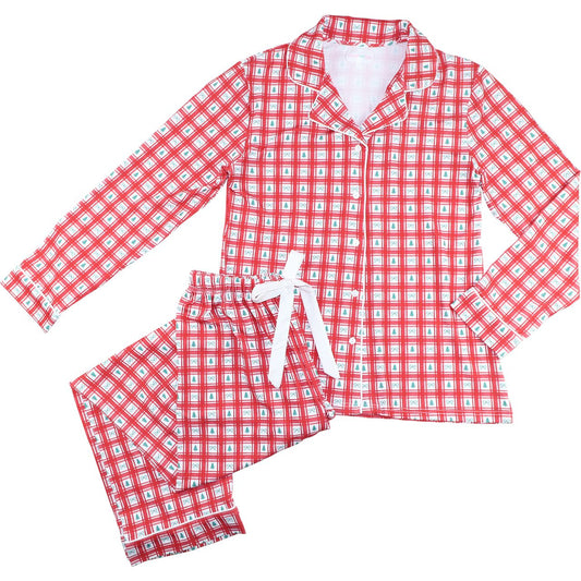 Women's Red Check Christmas Tree Pajamas