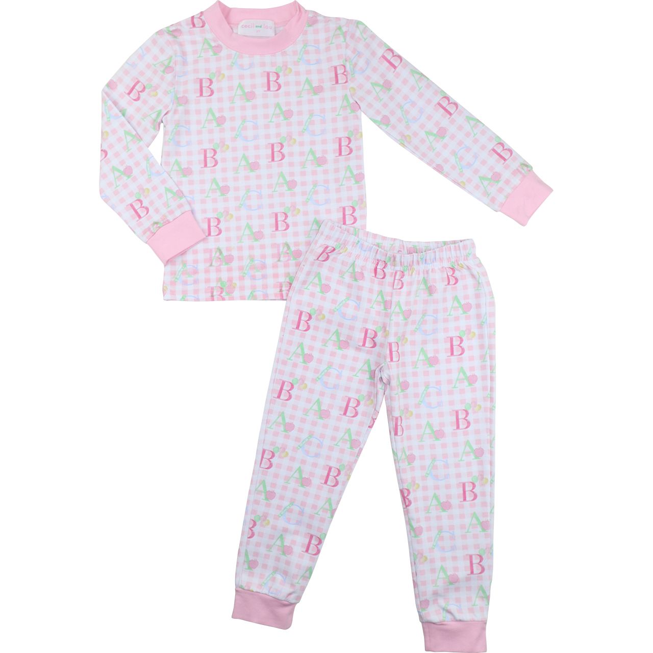 Pink Check ABC Knit Pajamas