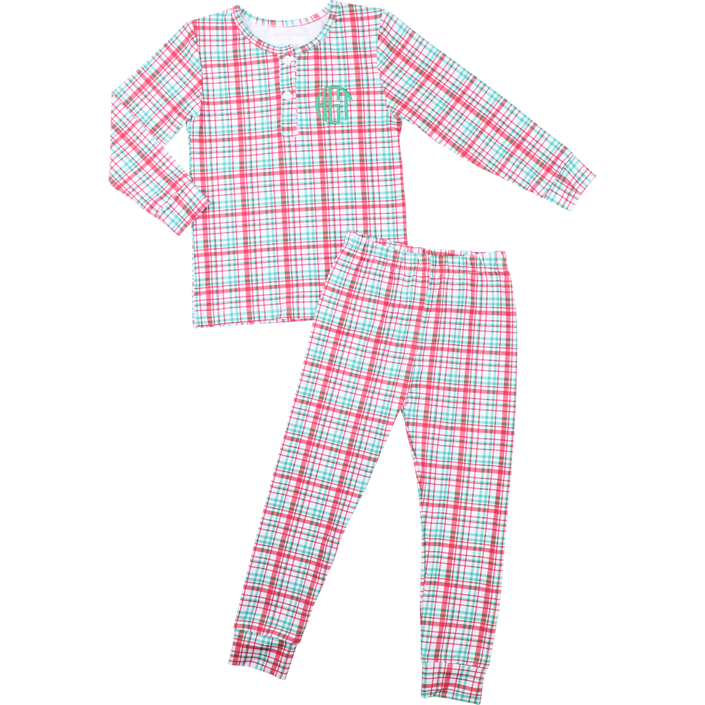 Red And Green Plaid Knit Pajamas