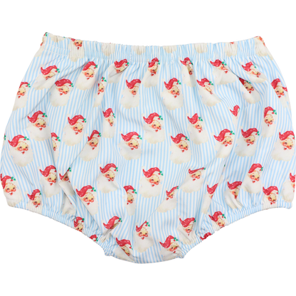 Blue Striped Santa Print Swim Bloomer
