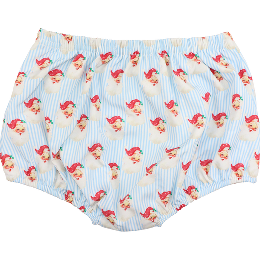 Blue Striped Santa Print Swim Bloomer