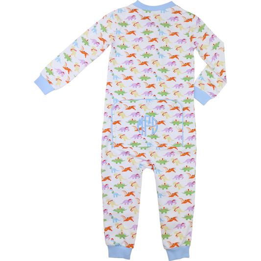Holiday Dinosaur Knit Zipper Pajamas