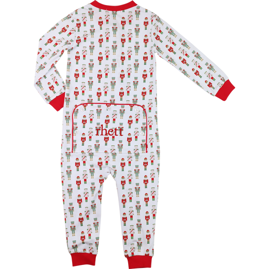 Red And Green Knit Nutcracker Zipper Pajamas