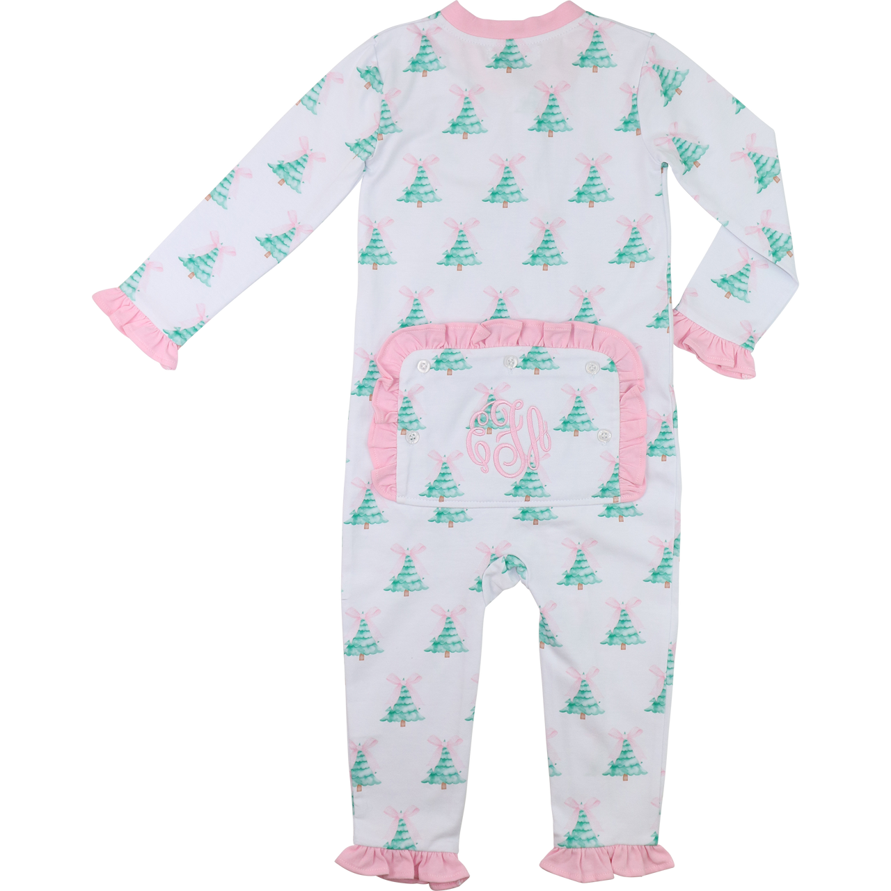 Green And Pink Knit Bow And Tree Pajamas