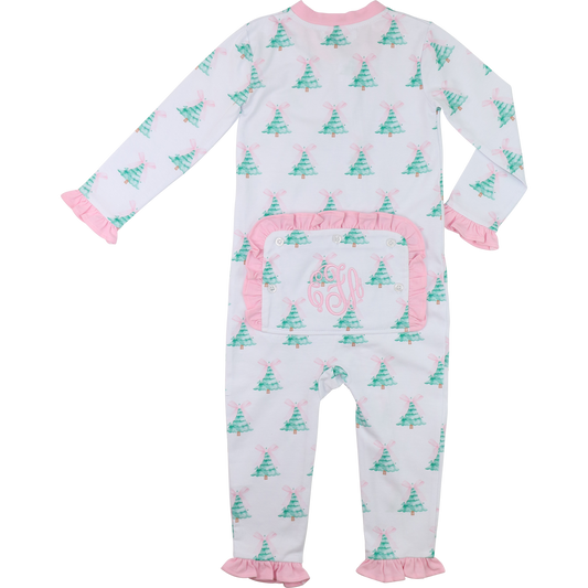 Green And Pink Knit Bow And Tree Pajamas