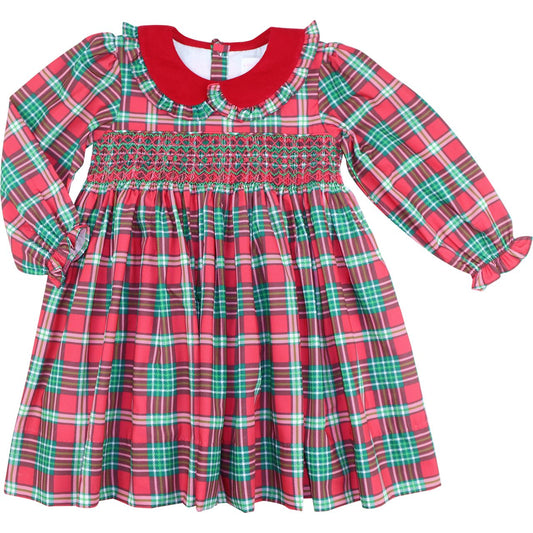 Smocked Christmas Plaid Dress