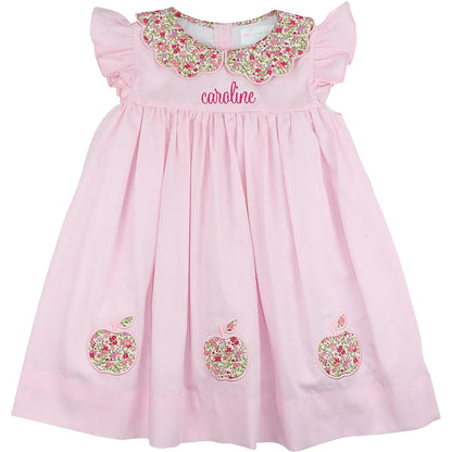 Pink Floral Applique Apple Dress