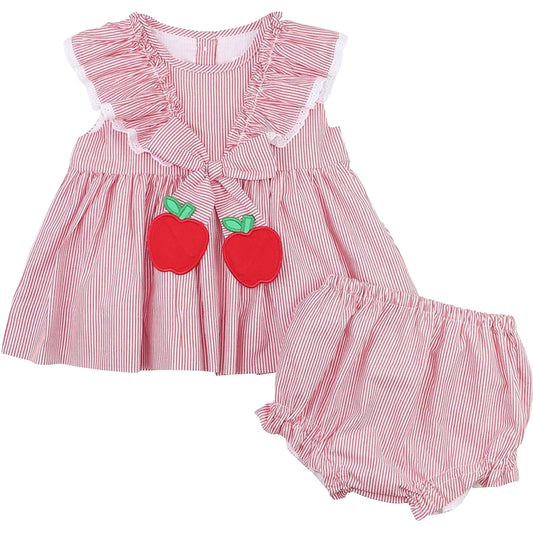 Red Striped Apple Diaper Set