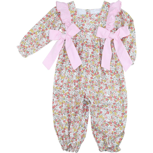 Fall Corduroy Floral Bow Long Bubble