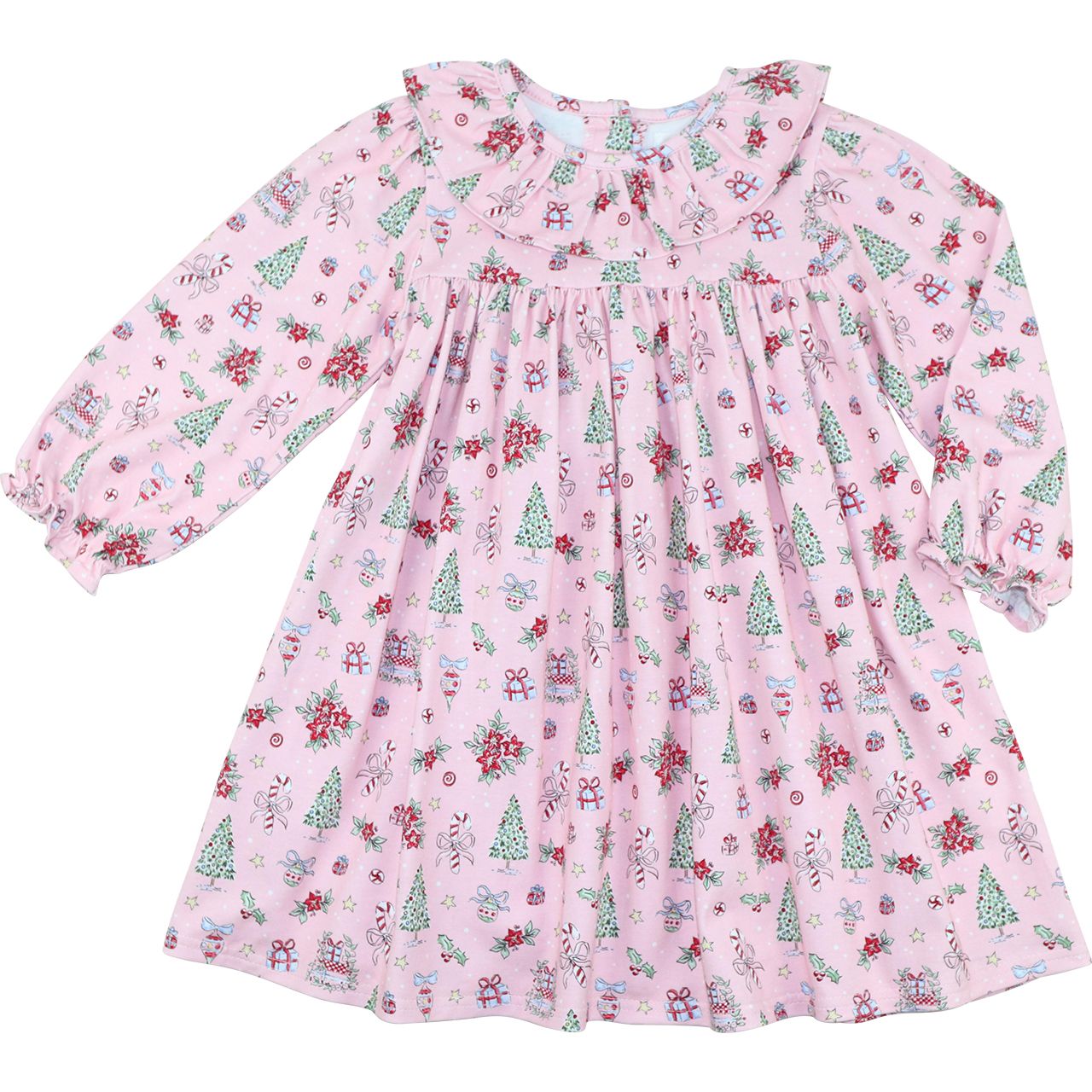 Pink Christmas Print Knit Dress