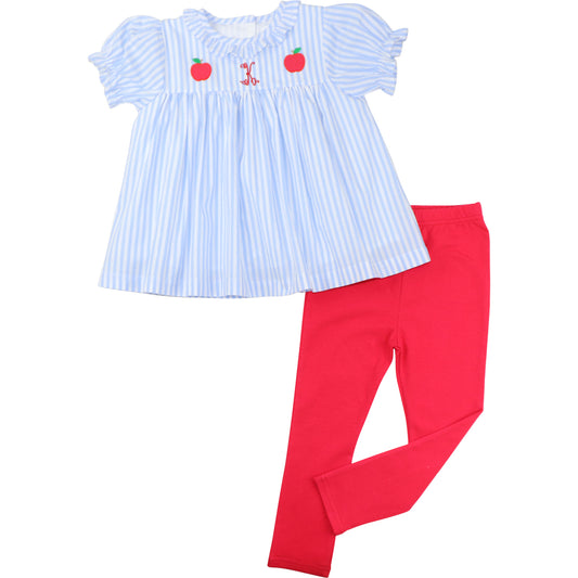 Blue Striped Apple Legging Set