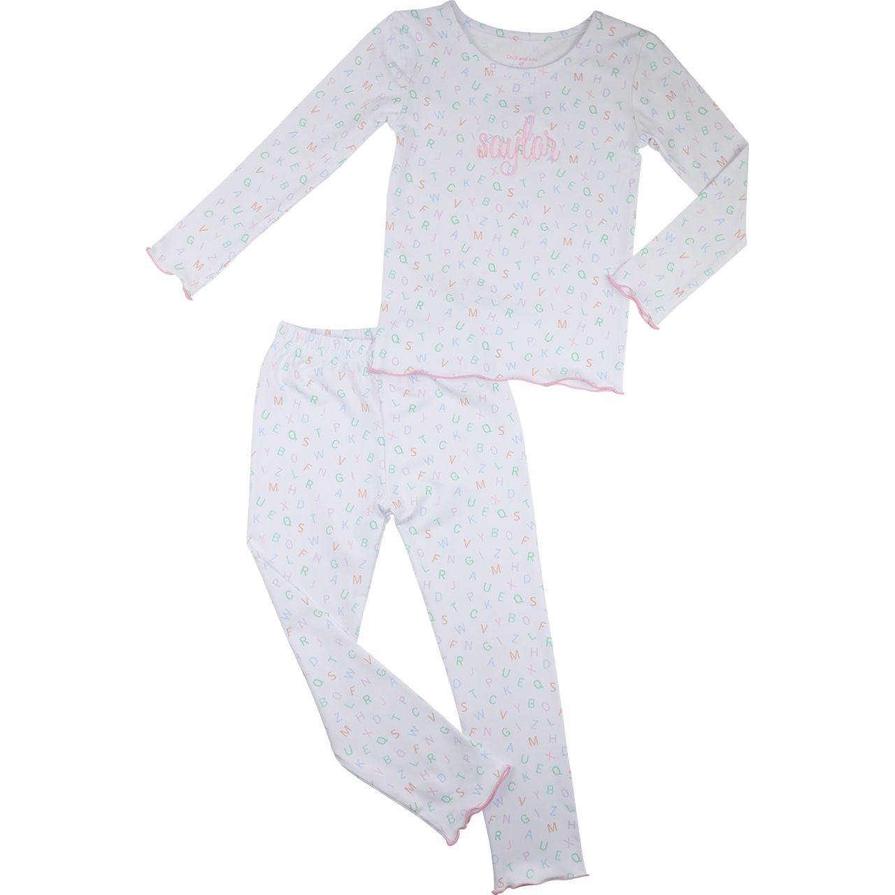 Pink Pastel Alphabet Knit Pajamas
