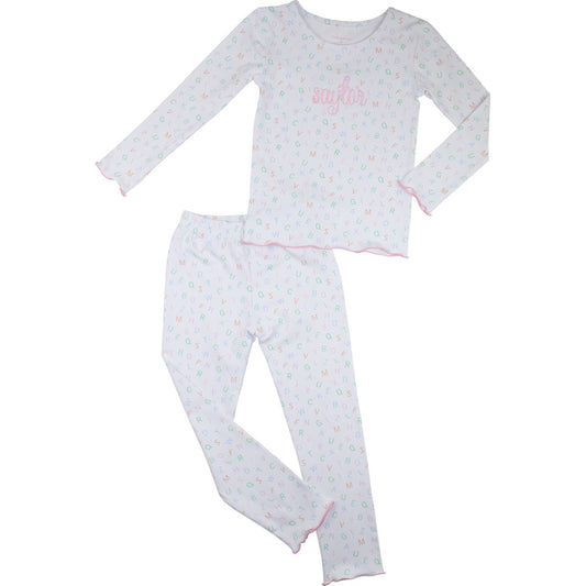 Pink Pastel Alphabet Knit Pajamas
