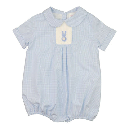 Blue Gingham Smocked Bunny Bubble