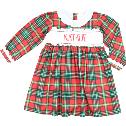 Red And Green Plaid Custom Smocked Dress