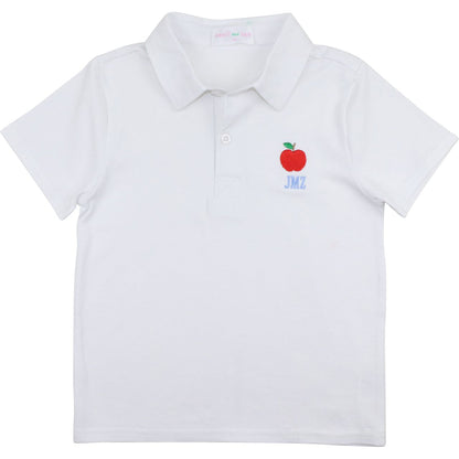 White Knit Apple Polo