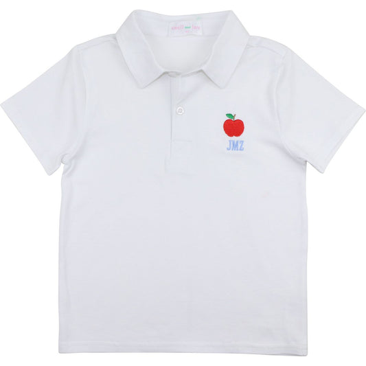 White Knit Apple Polo