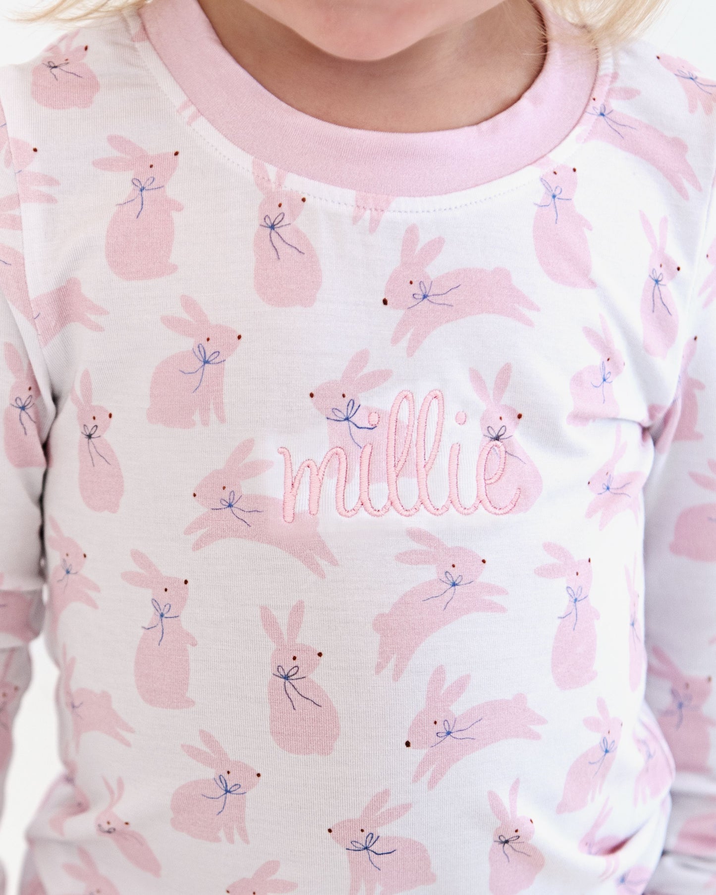Pink Bunnies Bamboo Knit Pajamas