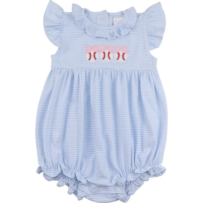 Blue Stripe Knit Applique Baseball Bubble