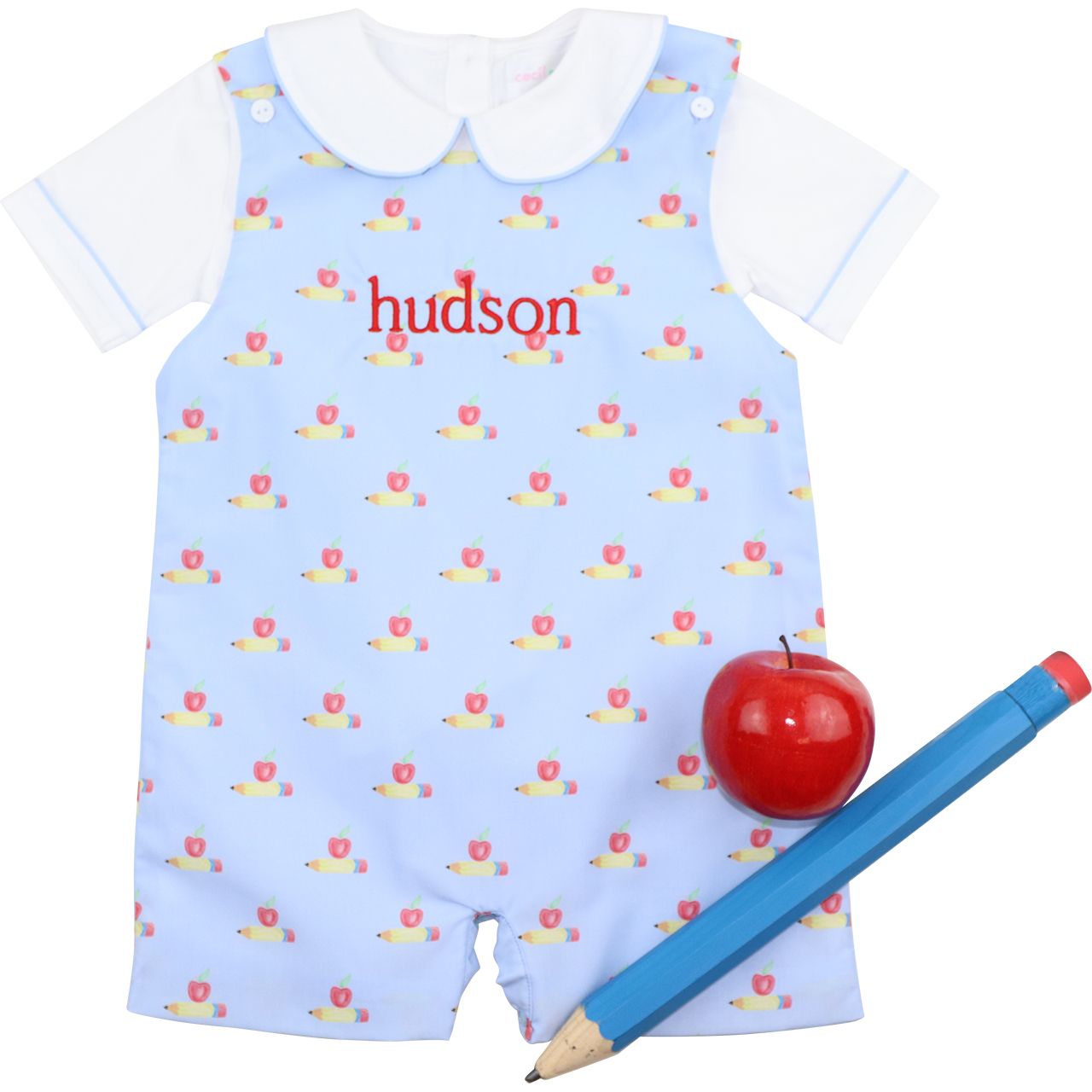 Blue Pencil And Apple Jon Jon Set