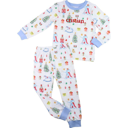 Blue Knit Holiday Nutcracker Pajamas