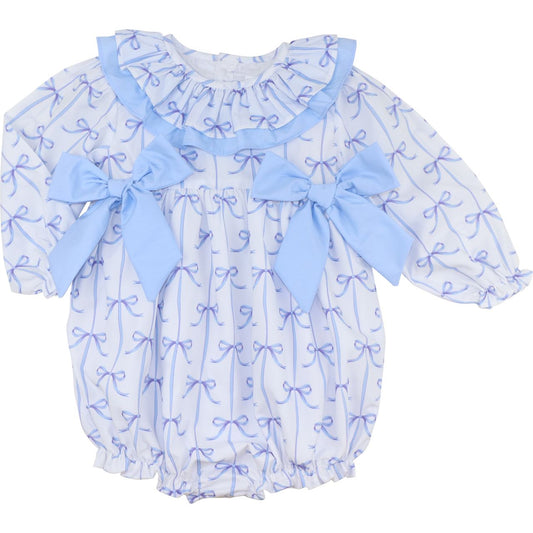 Blue Bow Ruffle Bubble