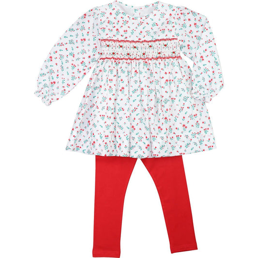 Holiday Floral Smocked Legging Set