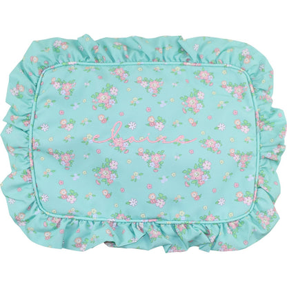 Mint Petite Floral Ruffle Zipper Pouch