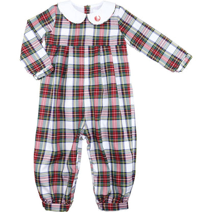 Green And Red Plaid Long Romper