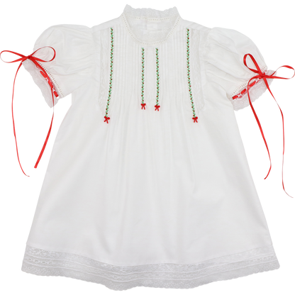 Red And Green Embroidered Heirloom Dress