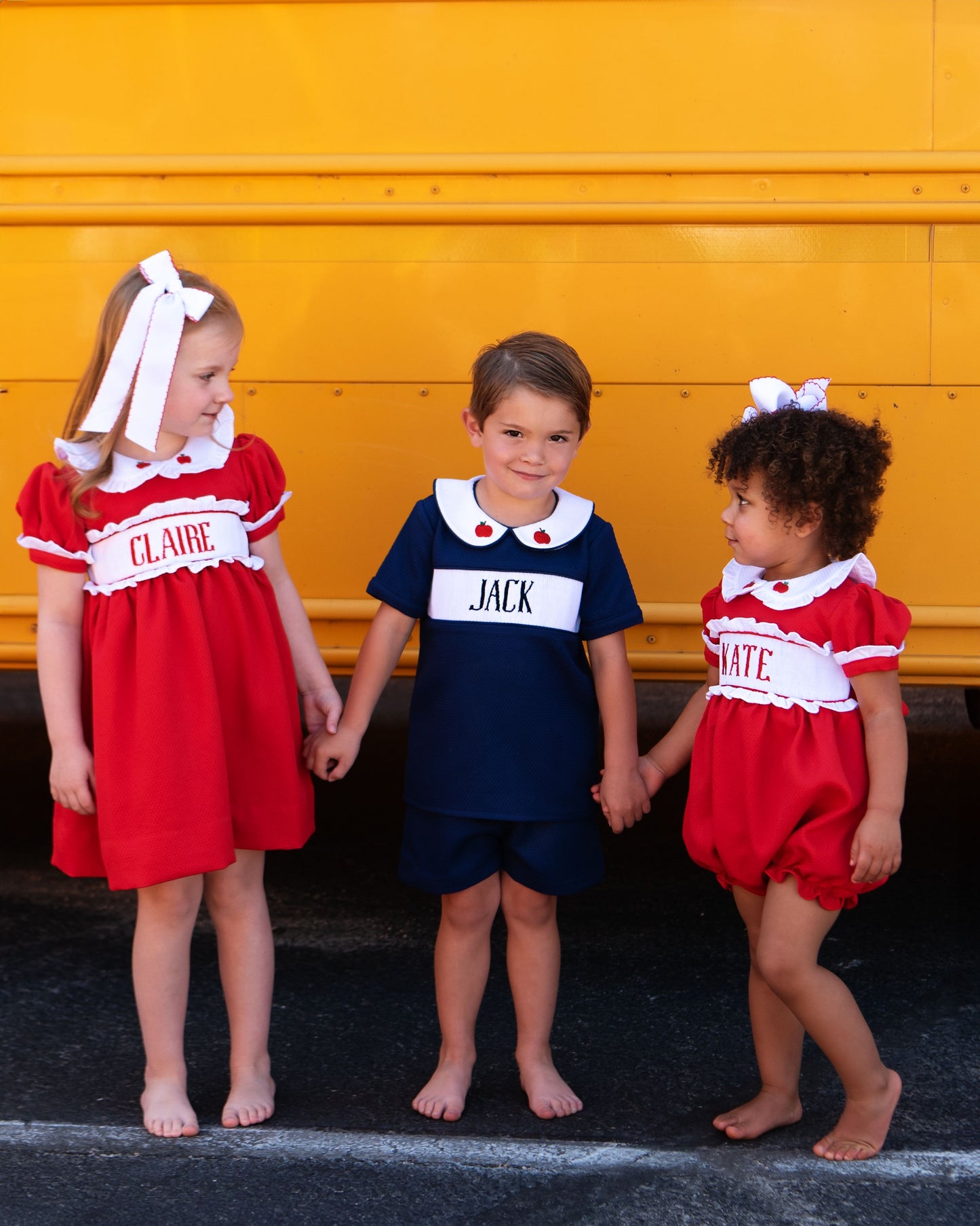 Navy Honeycomb Custom Smocked Back To School Short Set