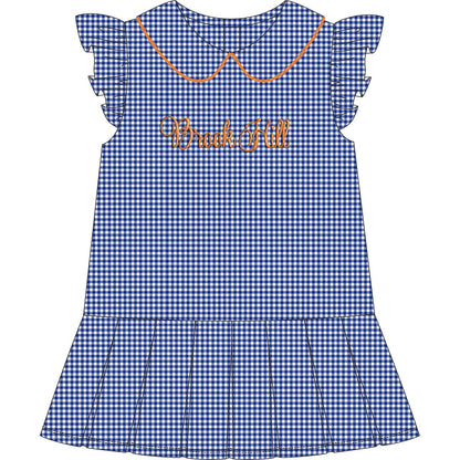 Blue Knit Gingham Tennis Dress