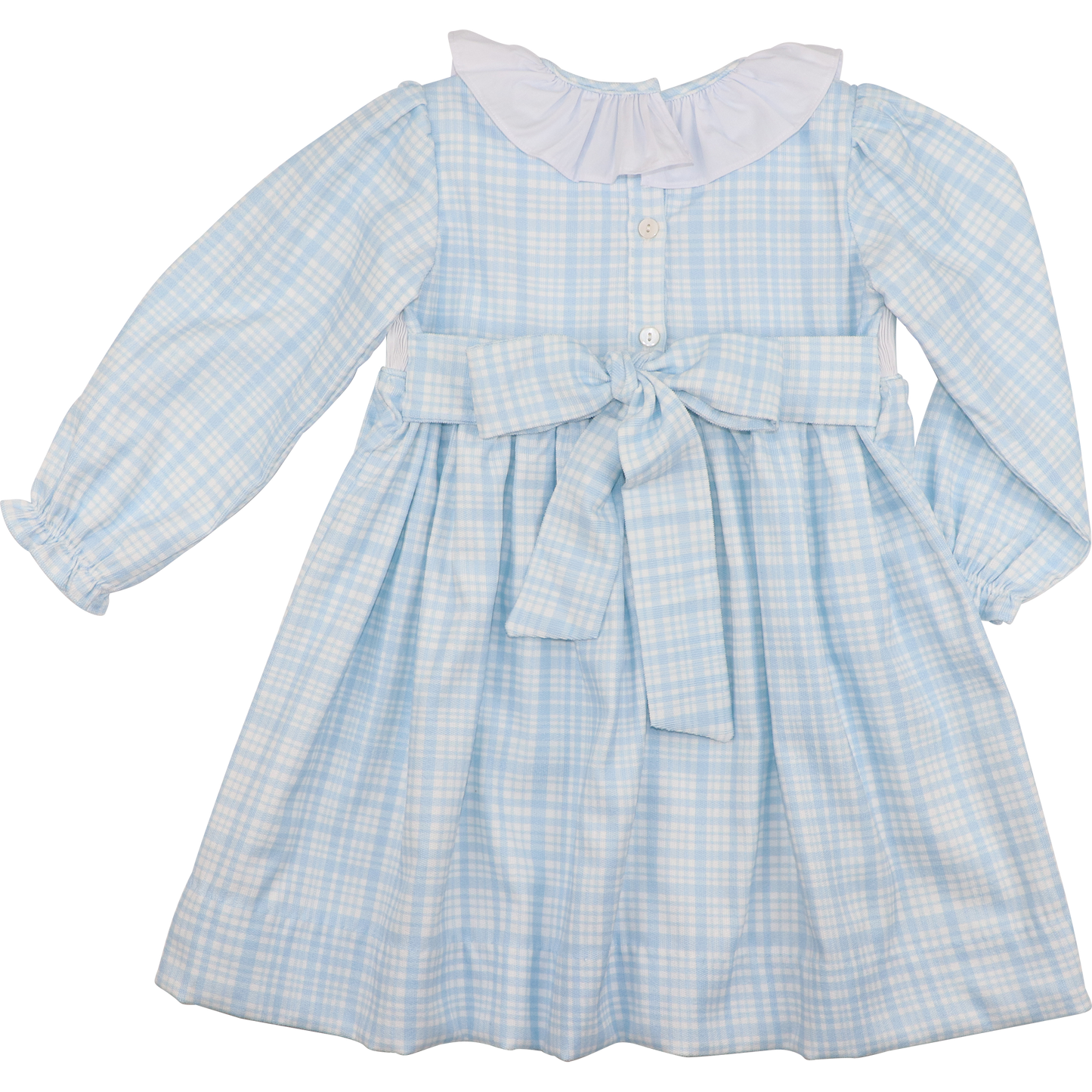 Blue Plaid Corduroy Custom Smocked Dress