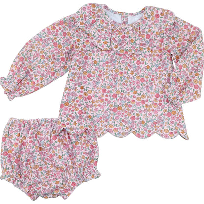 Pink Floral Corduroy Diaper Set