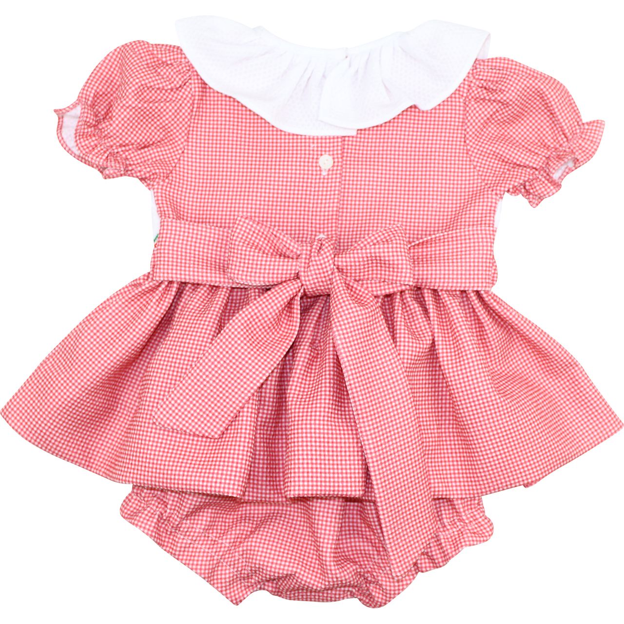 Red Gingham Smocked Apple Diaper Set