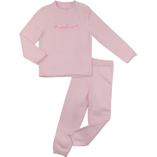 Pink Woven Sweater Set
