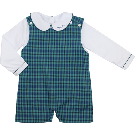 Green And Navy Plaid Jon Jon Set