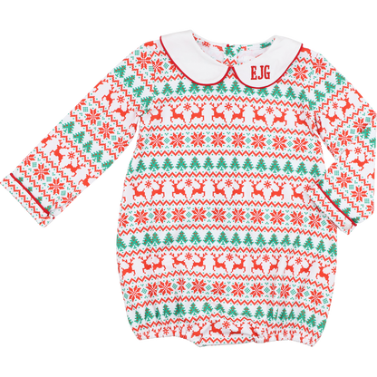 Red And Green Knit Holiday Print Bubble