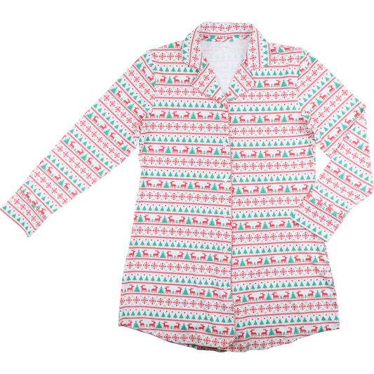 Women's Red And Green Holiday Print Tunic