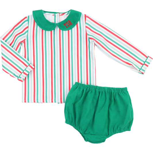 Holiday Striped Corduroy Diaper Set