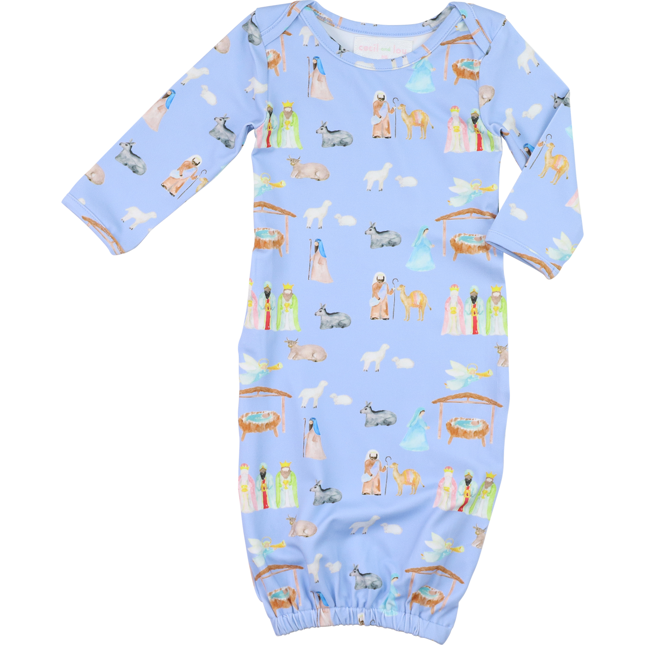 Blue Knit Nativity Baby Gown