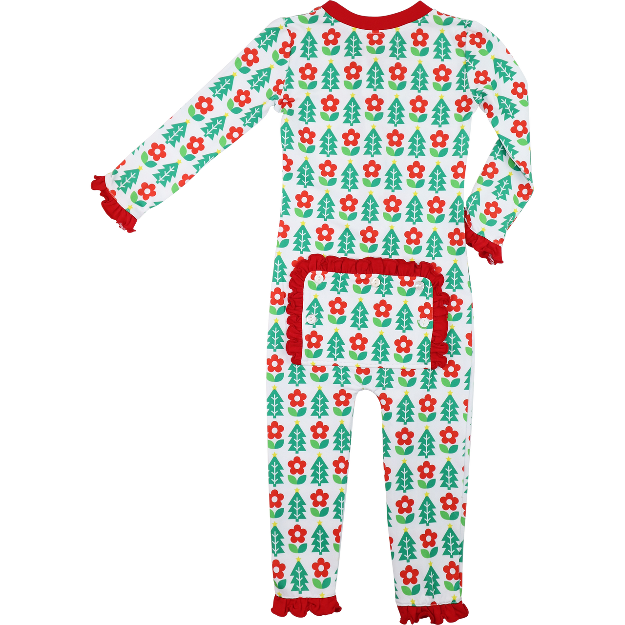 Red And Green Knit Holiday Block Print Zipper Pajamas