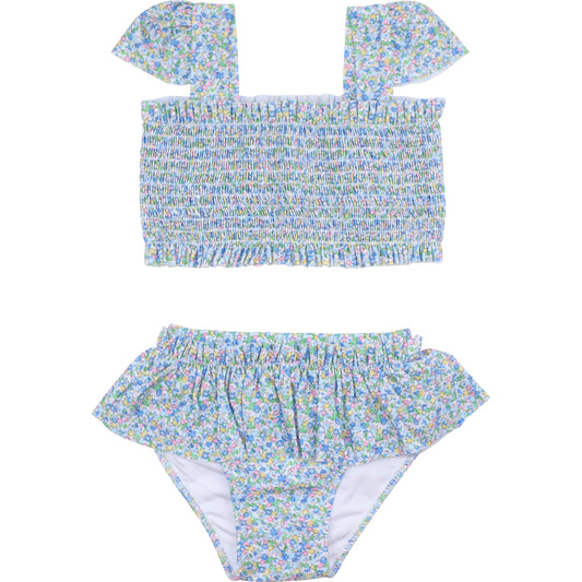 Mini Floral Print Smocked Lycra Bikini