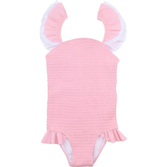 Pink Smocked Lycra Swimsuit